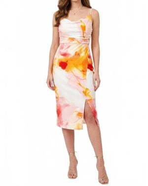 Laundry by Shelli Segal Cowl Neck Front Slit Dress - Orange