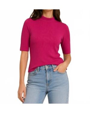 Stateside 2X1 Rib Short Sleeve Mock Top - Red