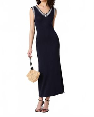 French Connection Sage Knit V-Neck Midi Dress - Blue