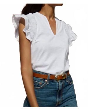 Nation Ltd Christa Ruffle Sleeve Top - Blue