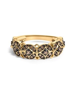 Haus of Brilliance 10K Plated .925 Sterling 3/8 Cttw Champagne Diamond Lattice Work Band Ring - Metallic
