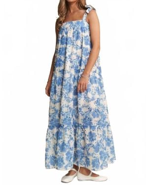 J.Nna Wisteria Eyelet Maxi Dress - Blue