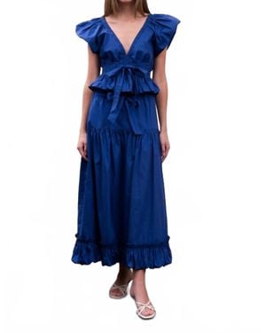 Moon River May Bubble Sleeve Top - Blue