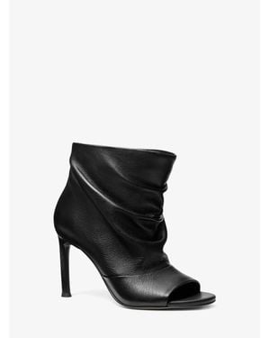 Michael Kors Raelynn Leather Open-Toe Ankle Boot - Black