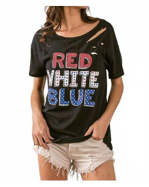 Bibi Slub Lazer Cut Lettering Tee - Black