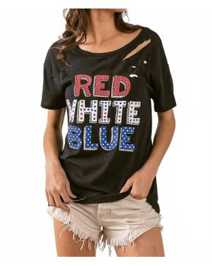 Bibi Slub Lazer Cut Lettering Tee - Black