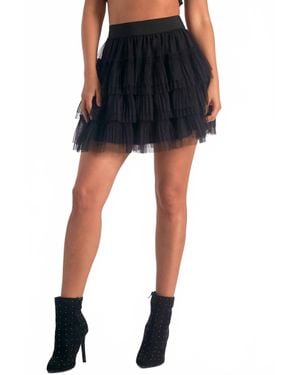 Elan Layered Tulle Mini Skirt - Black