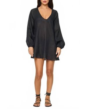 LSPACE Boat Trip Linen Cover-Up Tunic - Black