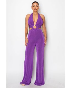 TRUEDAMES Olid Slinky Wide Legs Jumpsuit - Purple
