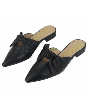Ccocci Bow Decor Pointed-Toe Mule - Black