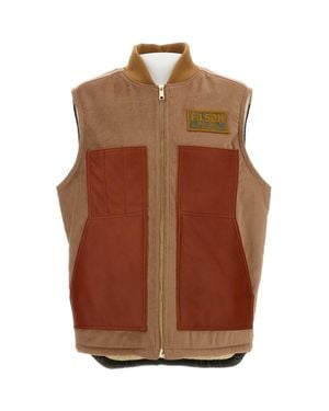 Junya Watanabe Plaid-Back Vest With Ribbed Collar And Flannel Lining - Brown