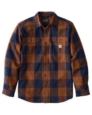 Carhartt Flannel Shirt Duck Plaid Cotton Loose Fit Heavyweight Posh 4 - Blue