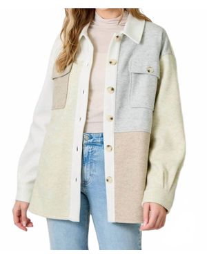Mystree Pieced Together Shacket - Natural