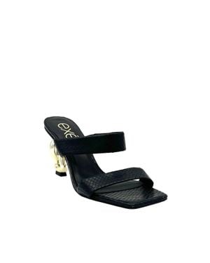 Exe' Double-Strap Chain-Link Heel Slide Sandal - Black
