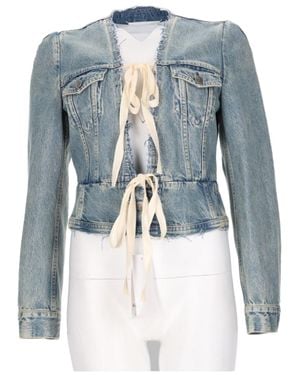Maison Margiela Cropped Denim Sports Jacket With Raw Hem - Blue