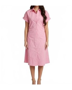 Never A Wallflower Aster Short Sleeve Shirt Dress - Pink
