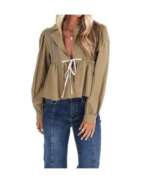 Idem Ditto Autumn Leaves Tie Front Top - Blue
