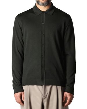 Roberto Collina Fine Merino Wool Long-Sleeve Button-Up Shirt - Black