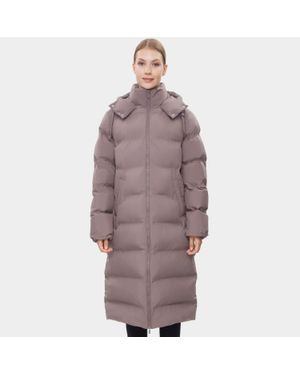 Rokka&Rolla Long Seamless Puffer Coat Below Knee Maxi Jacket - Brown