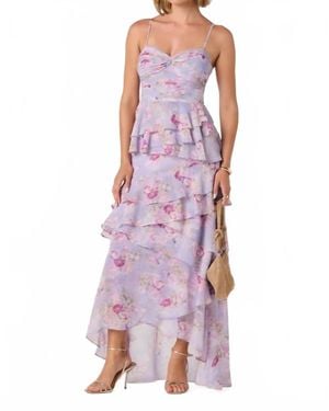 Astr Coline Ruffle Chiffon Maxi Dress - Purple
