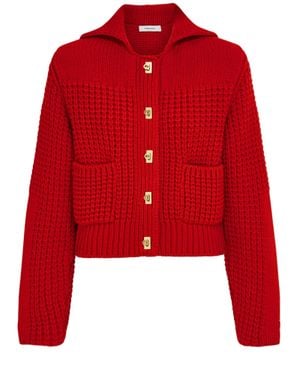 Ferragamo Button Wool-Blend Cardigan - Red