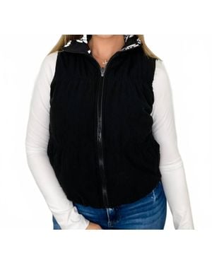 Southern Grace Ribbed Reversible Puffer Vest - Black