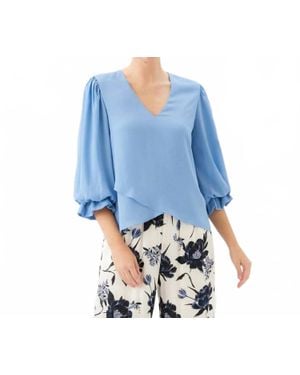 Karen Kane Layered Sleeve Asymmetric Top - Blue