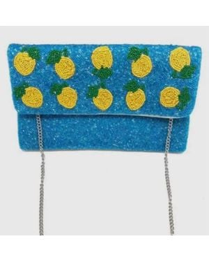 Always Amalfi Lemon Beaded Clutch - Blue