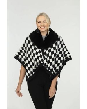 oolala Fur Collar Cape - Black