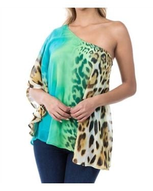 Ariella Printed One Shoulder Top - Blue
