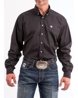 Cinch Long Sleeve Button Up Shirt Top - Black