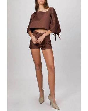 Zeynep Arcay Ruched Mini Shorts - Brown