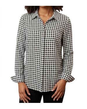 Renuar Long Sleeve Button Up Woven Blouse - Black