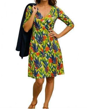 Calypso St. Barth Cross Over Wrap Knit Dress - Yellow