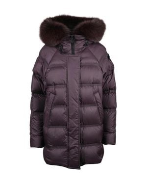 Peuterey Takan Mq Down Jacket With Fur Trim And Quilted Design - Purple