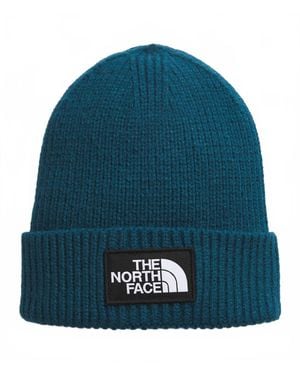 The North Face Logo Box Cuffed Beanie - Blue