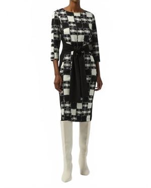 Joseph Ribkoff Jacquard Sweater Plaid Sheath Dress - Black