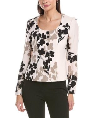 Anne Klein Printed Luster Twill Jacket - White