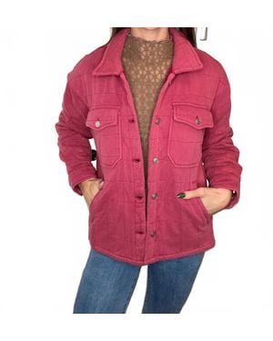 Davi & Dani Rachel Quilted Shacket - Red