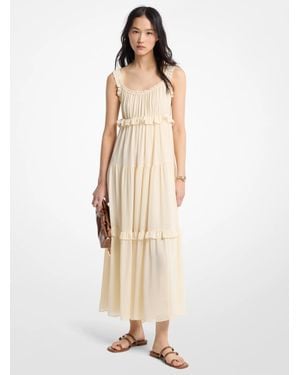 Michael Kors Outlet Ruffled Georgette Maxi Dress - Natural