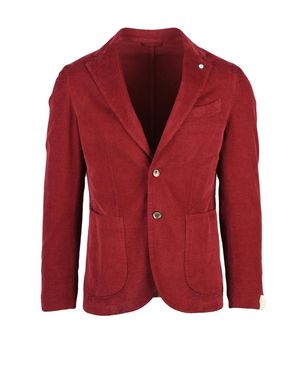L.B.M. 1911 Twill Jacket With Button Closure And Unlined Interior - Red