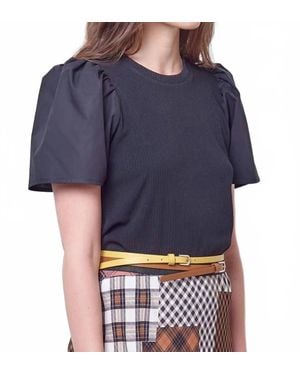 Corey Lynn Calter Carlee Puff Sleeve Top - Blue