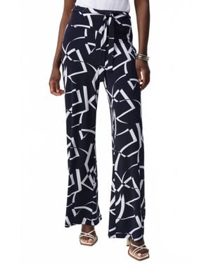 Joseph Ribkoff Geometric Belted Wide Leg Pants - Blue