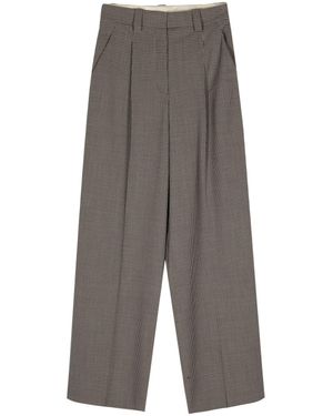 Alysi Wool Blend Wide-Leg Pants - Gray