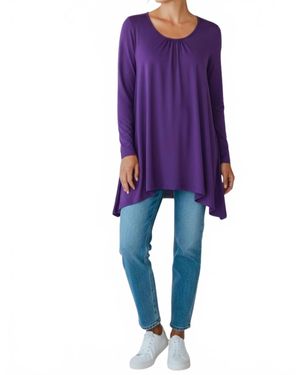 Diva USA Sibella Pleated Front Long Sleeve Blouse - Purple