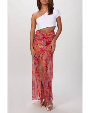 Amir Slama Tropical Georgette Skirt - Red
