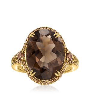 Ross-Simons Smoky Quartz Ring With Diamonds - Brown