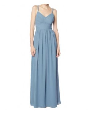 Bill Levkoff Chiffon V-Neck Gown - Blue