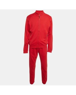 ZEGNA Cotton Knit Logo Embossed Set - Red