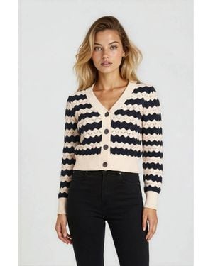 Chrldr Jamie Pointelle Cardigan Sweater - White